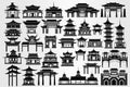 Set of Chinese temples, gates and traditional buildings Royalty Free Stock Photo